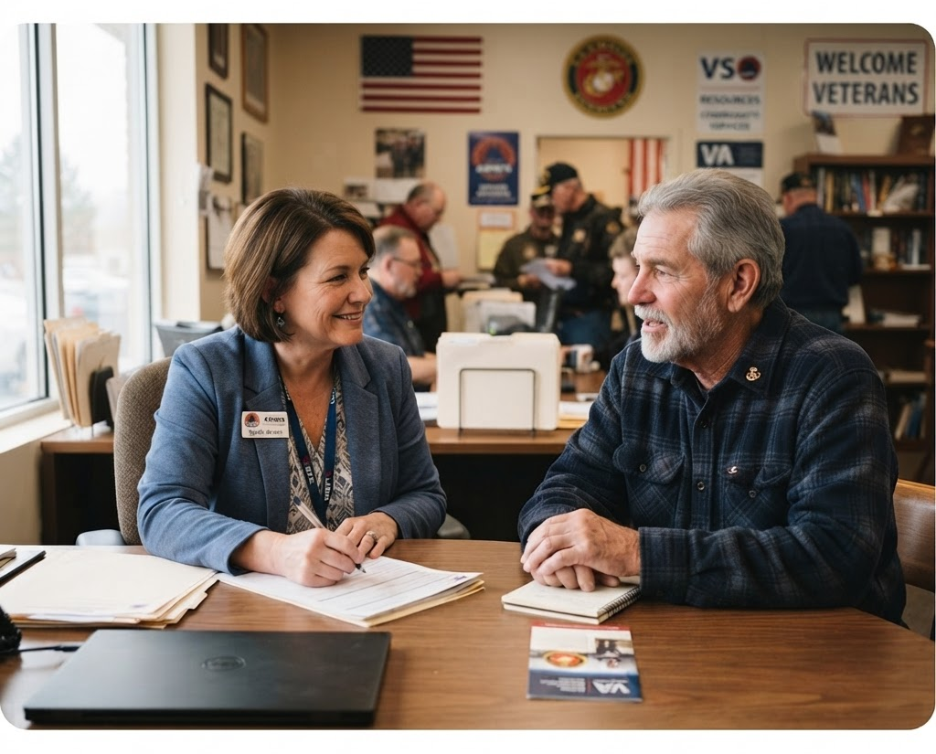 Veteran service officer speaking with a Veteran